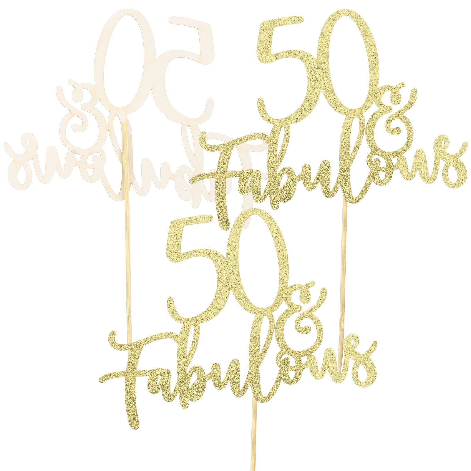 

50-year-old Cake Insert DIY Topper Decorations Dessert Birthday Party Supplies Cupcake Pick Gold