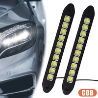 car cob led daytime running lights bendable waterproof auto dlr auxiliary headlight universal car styling fog lamp 12v