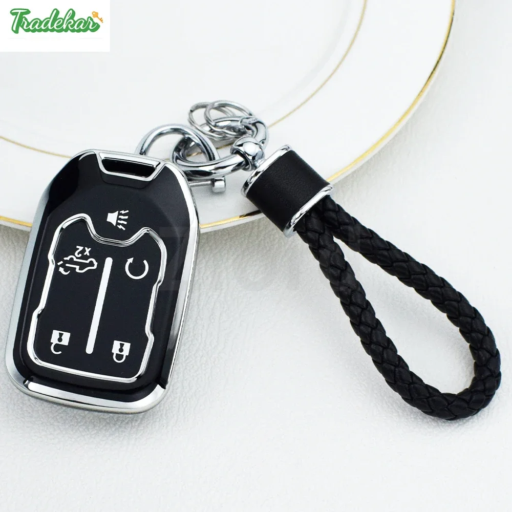 5/6-кнопочный автомобильный брелок из ТПУ с серебряной кромкой для Chevrolet Silverado GMC