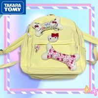takara tomy new student homemade hello kitty yellow cute cotton backpack girls cartoon cream large capacity candy school bag