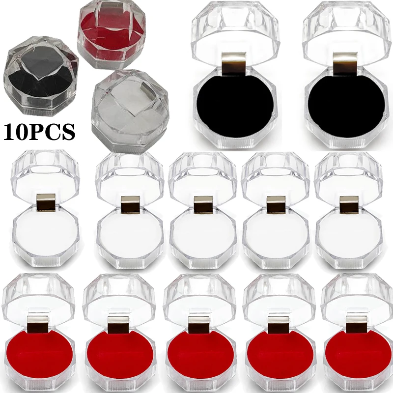 10pcs/lot 3 Color Options Hot Sale Jewelry Package Ring Earring Box Acrylic Transparent Wedding Packaging Jewelry Box