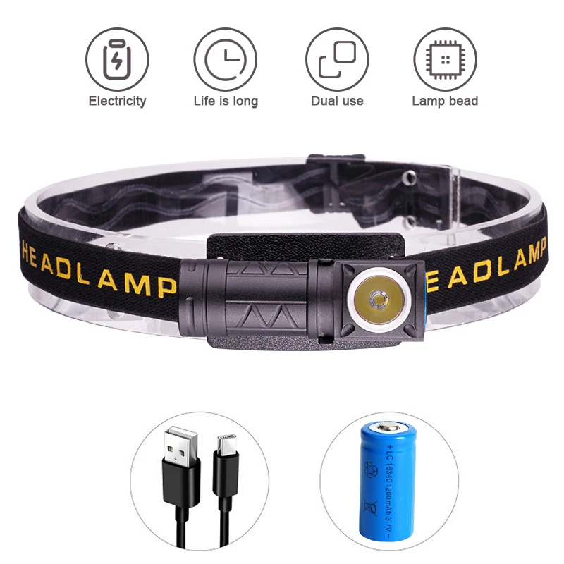 

Налобный мини-фонарь XPG, 16340 лм, 18350 дюйма, с зарядкой от USB