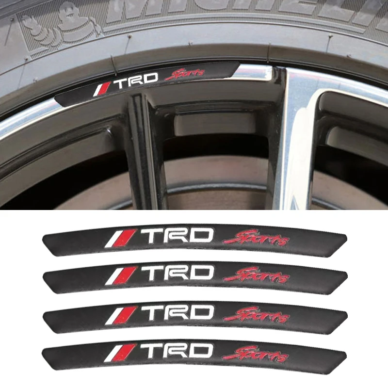 

4Pcs car wheel sticker For TRD Toyota HV YARiS RZ RC RS C-HR Corolla Prius Harrier Camry Prado Highlander Auris Rav4 Emblem