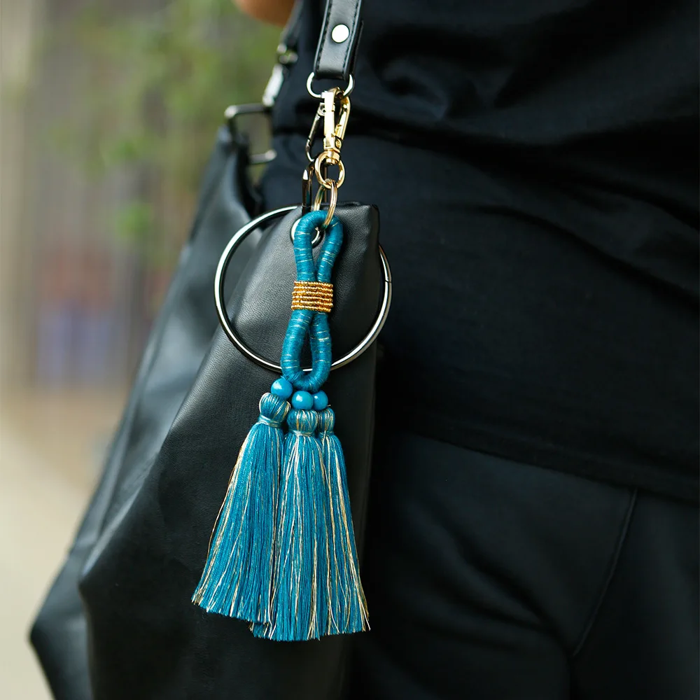 

Macrame Hobo Handmade Keychain for Car Keys Bag Pendant Fashion Jewelry Accessories Custom Ethnic Antique Wholesale