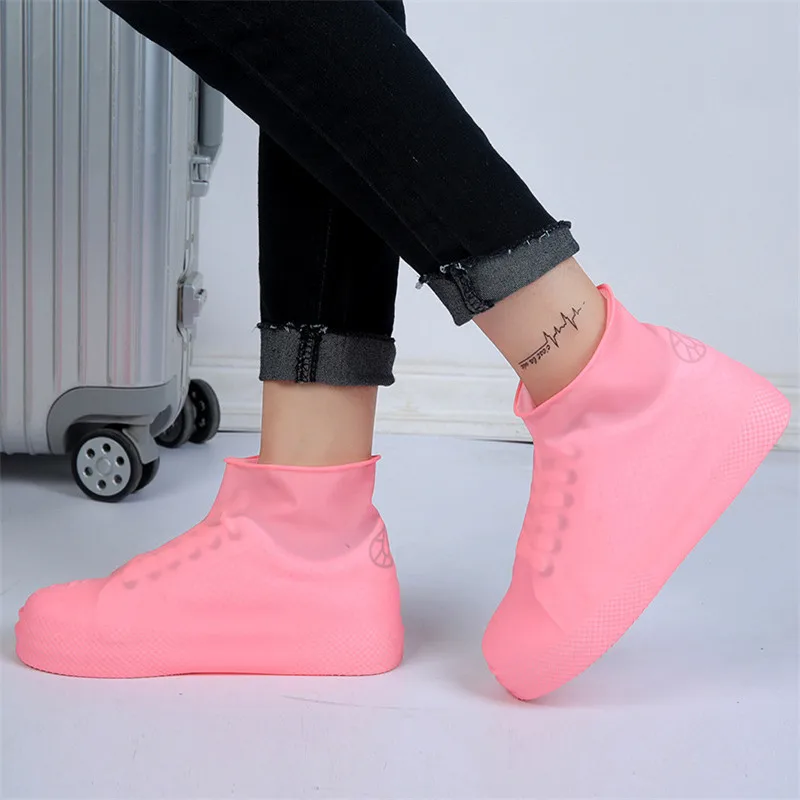 

Thicken Waterproof Shoe Cover Silicone Rain Shoes Pocket Rubber Boots Cover Sneakers Protector Foot Covers Cycling Overshoes Hot