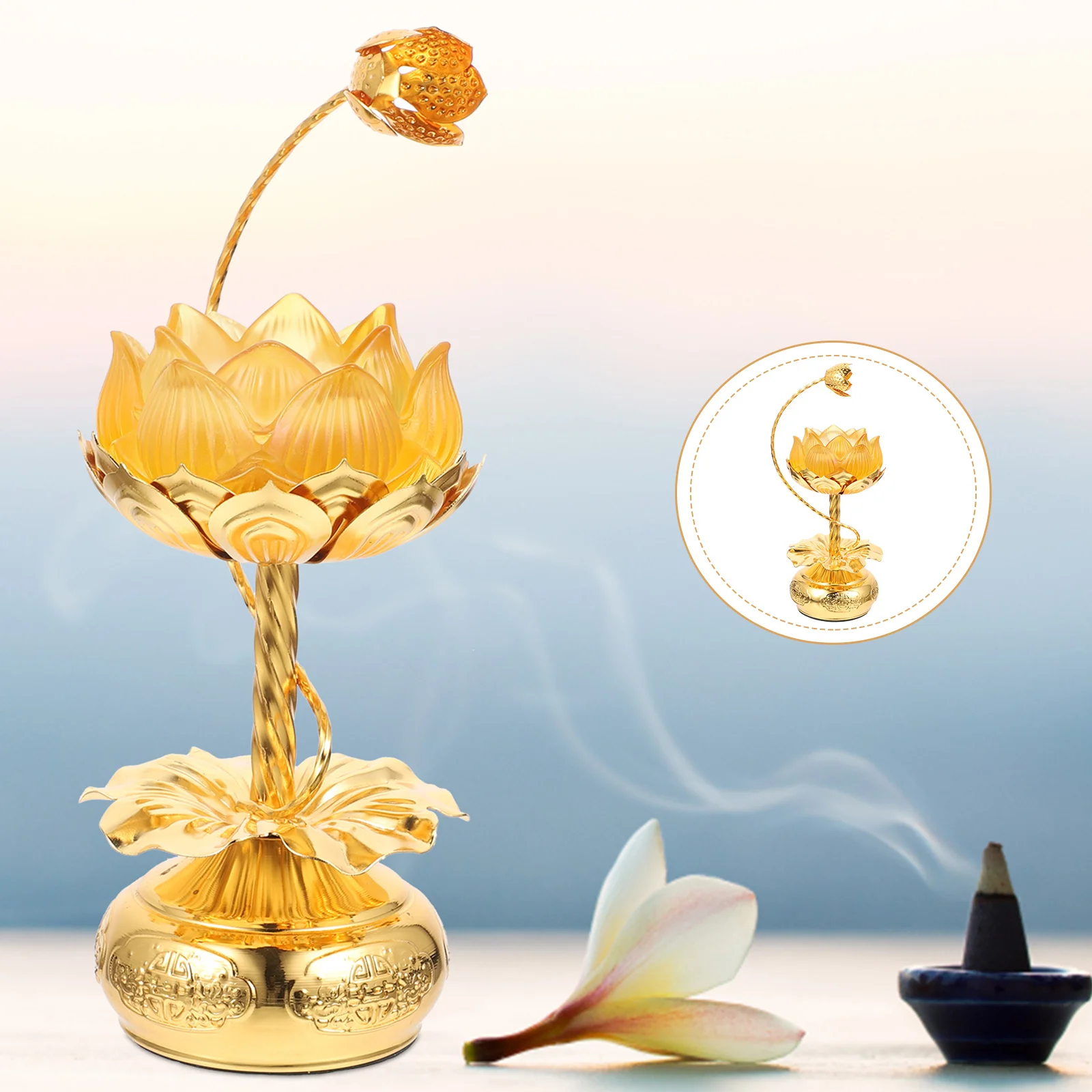 

Lotus-shaped Holder Buddhism Holder Butter Lamp Holder Decorative Holder