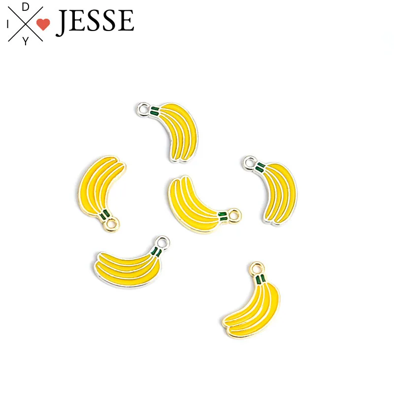 

10pcs Yellow Enamel Resin Banana Fruit Charms Pendant Jewelry DIY Making Earrings Bracelet Necklace Keychain For Woman Gift Acce