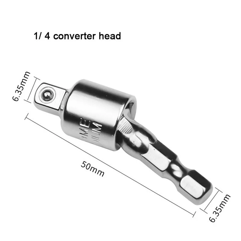 

360 ° Наборы адаптеров для вращающихся электрических дрелей для ударной отвертки с шестигранным хвостовиком 1/4 дюйма 3/8 дюйма 1/2 дюйма