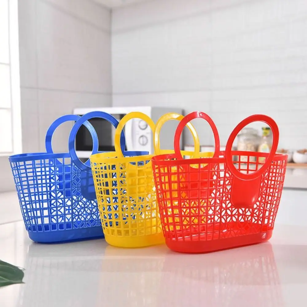 

Plastic Hand-Held Practical Durable Hollow Basket Kitchen Bathroom Accessories Storage Basket Toy Organizer
