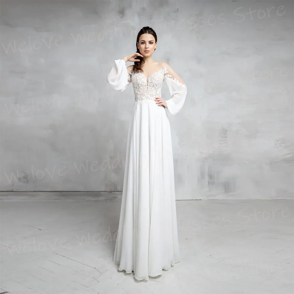 Простые свадебные платья трапециевидной формы для женщин с кружевными