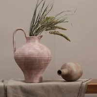 Pink Minimalist Plant Pot Modern Design Art Ceramic Flower Vase Japanese Style Living Room Pots De Fleurs Home Decorations