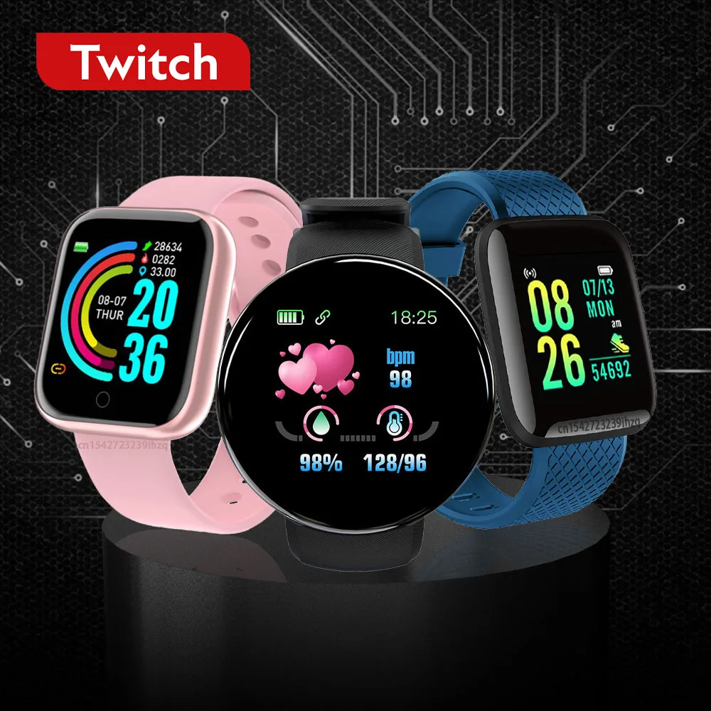 

Twitch Smart Watch Men Women Bluetooth Fitness Tracker Bracelet Sport Heart Rate Blood Pressure Kids Smartwatch for IOS Android