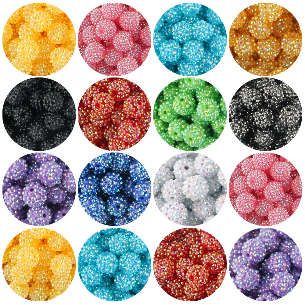 Resin Bayberry Ball 14mm 16mm 20mm Rhinestone Beads Fashion Loose Spacer Beads For Jewelry Making Clothing Decoration Accessory