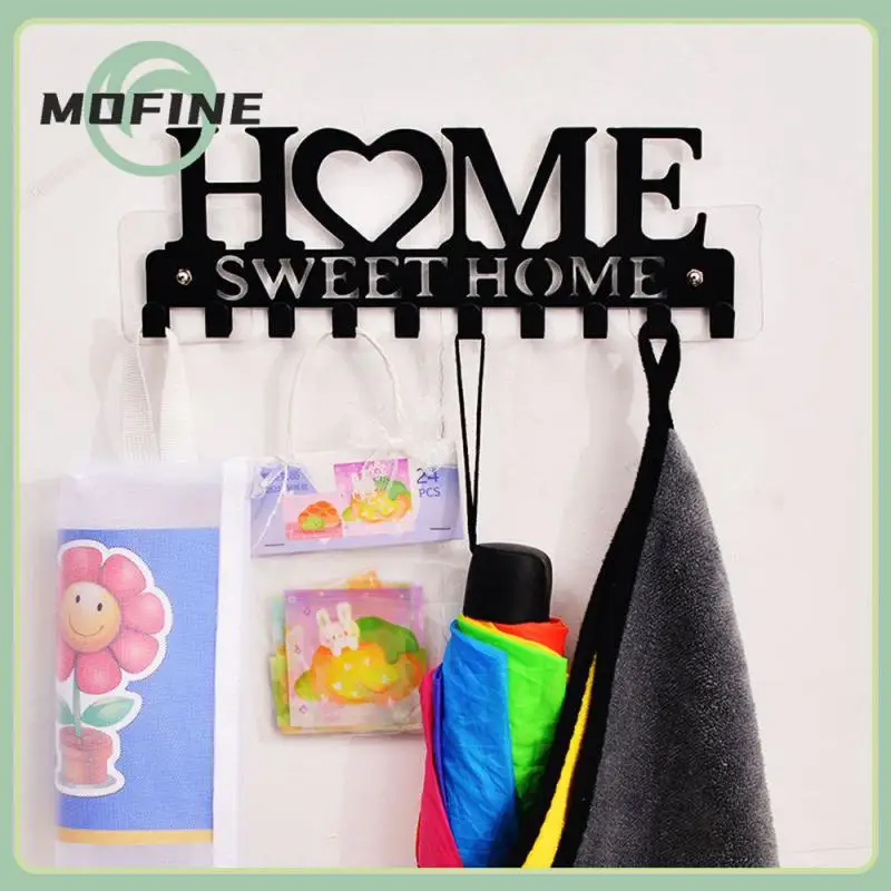 

Balcony Storage Hangers Black Metal Wall-mounted Kitchen Organizer Home Multifunctional Clothes Rack Sweet Hooks Key Holder 2023