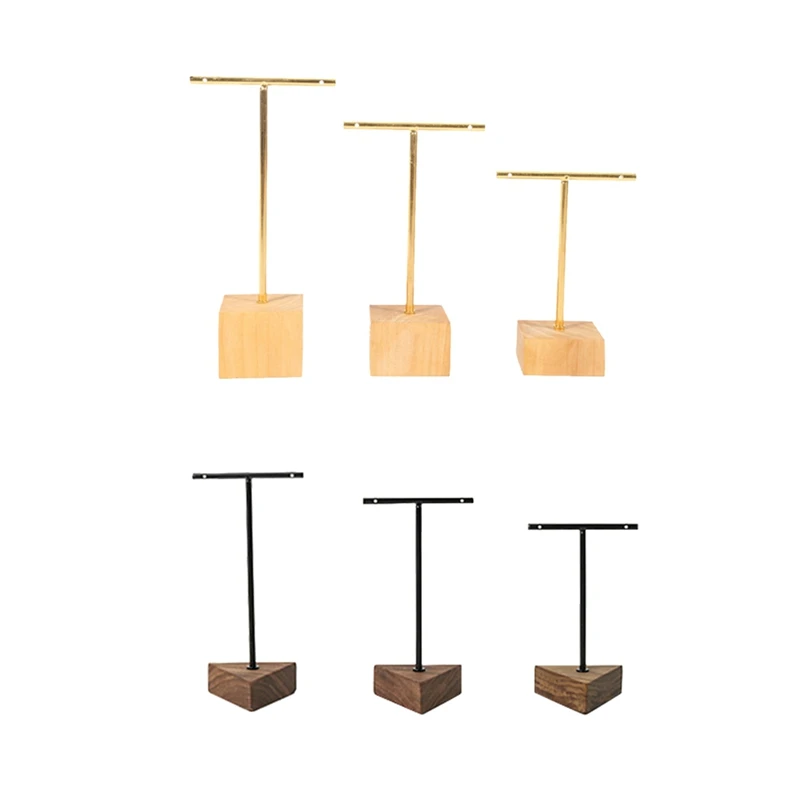 

3-Piece Fashion T-Bar Jewelry Display Rack Stand Holder & 3Pcs Triple-Cornered T-Bar Earrings Jewelry Display Stand
