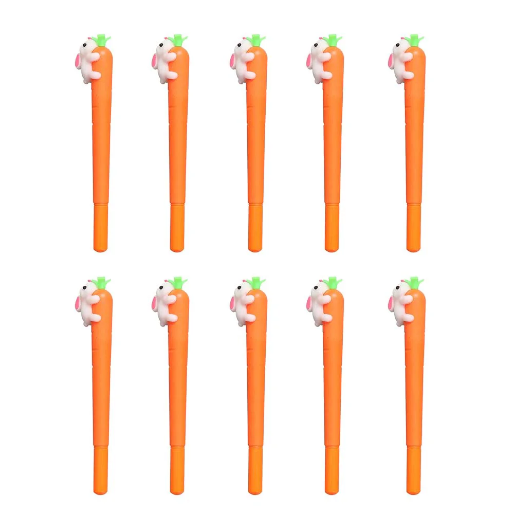 

10pcs 05mm Carrot Shaped Black Ink Gel Pen Rabbit Gel Pen for School Office Student