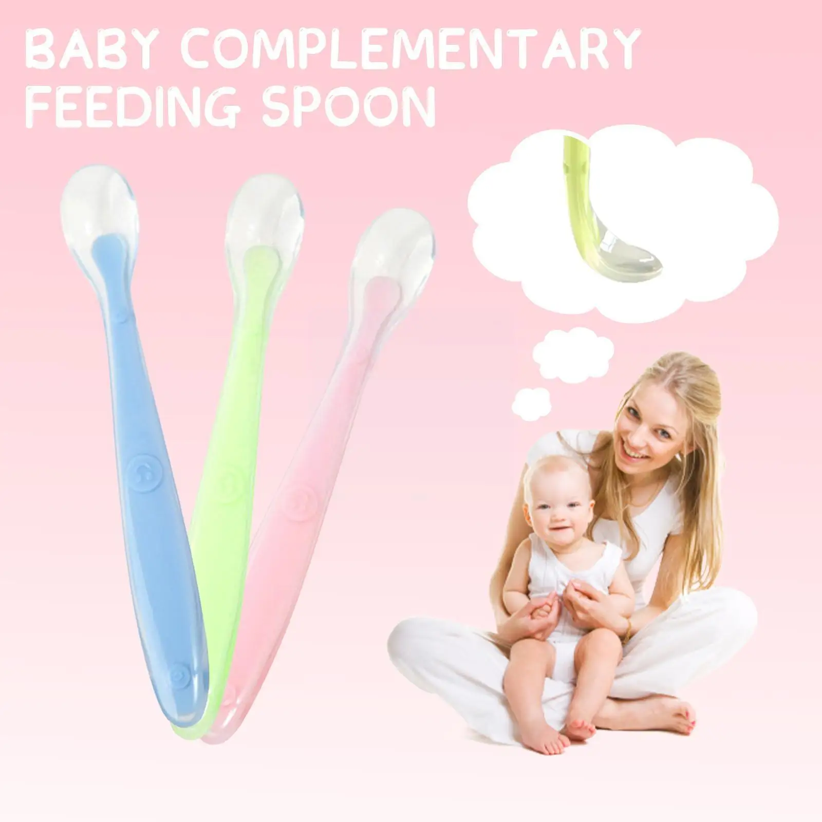 

Soft Silicone Baby Spoons Food Utensils For Children Babies Training Feeding Spoons For Children Kids Infant Temperature R6Z4