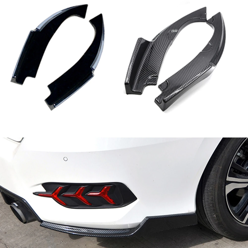 

Splitters Winglets For Honda Civic 2016 2017 2018 2019 2020 ABS Plastic Black Carbon Fiber Printed