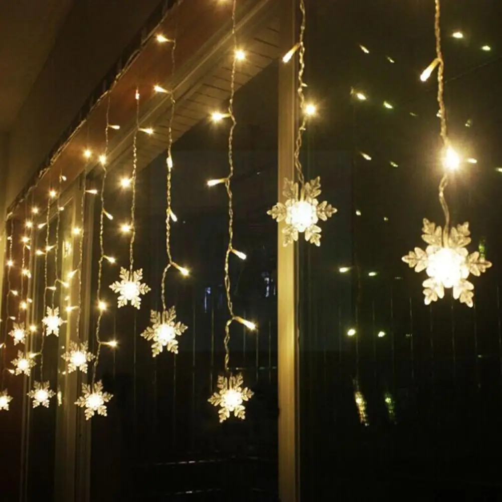 

Christmas Light LED Snowflake Curtain Icicle Fairy String Lights Outdoor Garland For Home Party Garden New Year Decoration Z8R9