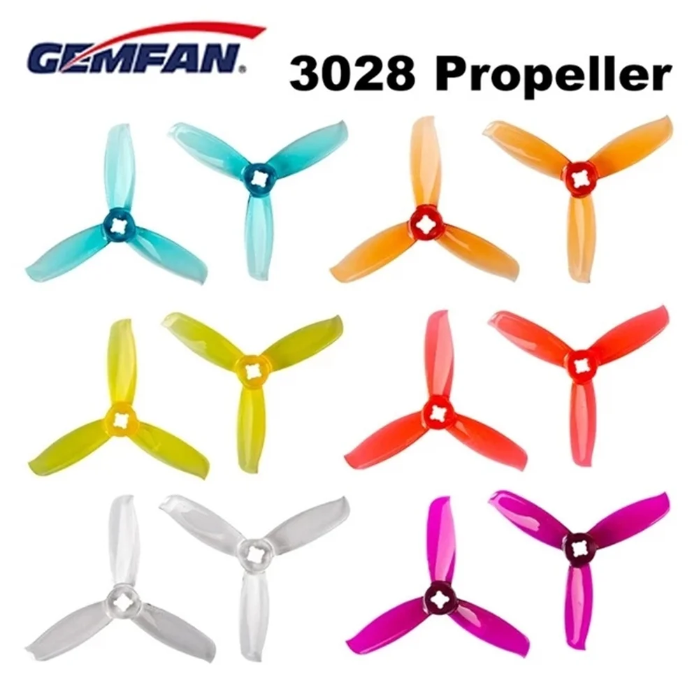 

4 пары/8 шт., пропеллеры Gemfan 3028, 3 лопасти, 3 дюйма, CW CCW FPV