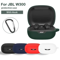 wireless bluetooth earphone liquid silicone soft cover for jbl w300 charging box case with hook anti fall protective sleeve