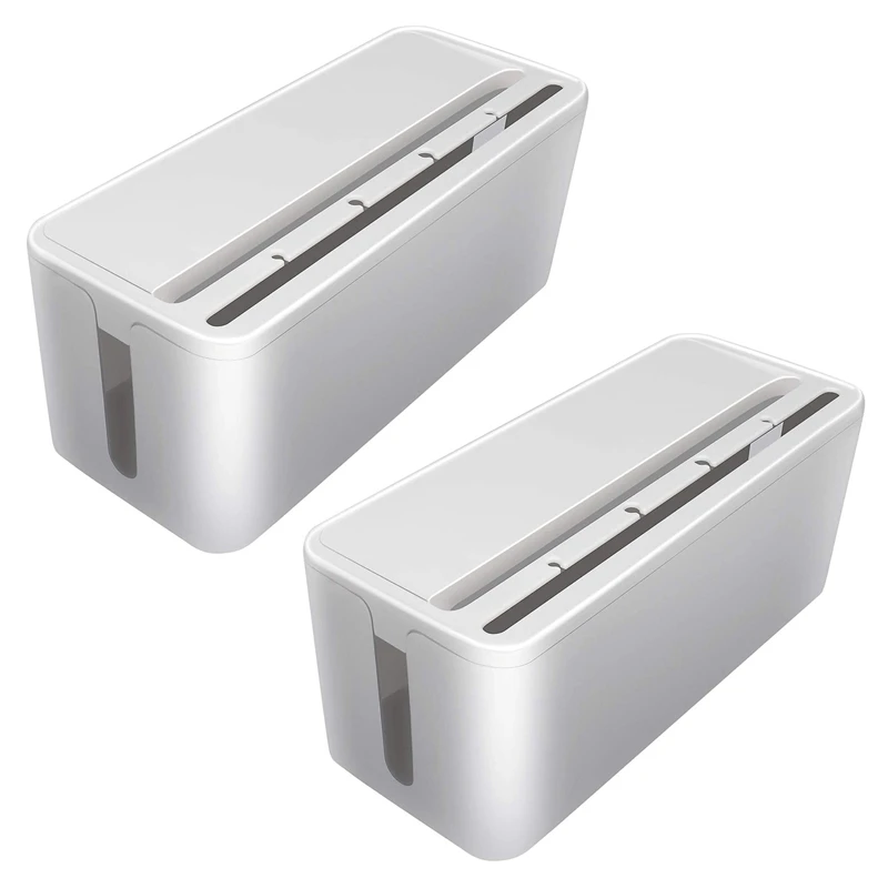 

2X Cable Management Box, ABS Cable Organizer Cord Hider Box, Computer Power Lines, Route Cables, Under Desk Power Strip