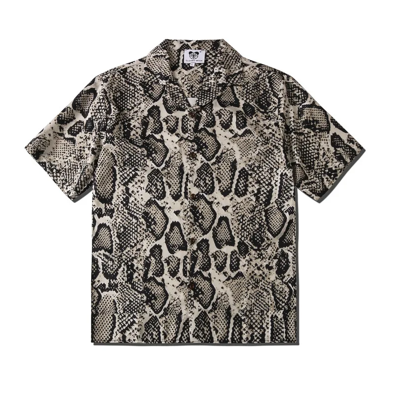 

Camisas De Verano Para Hombres Summer Men Vintage Snake Pattern Printed Social Shirts Men's Oversized Short Sleeve Luxury Shirt