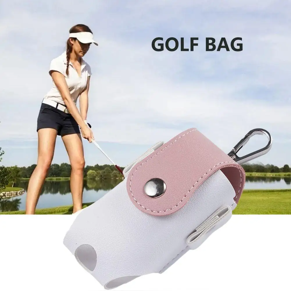 

pink golf mini bag PU leather with golf tees golf balls Hang on waist golf belt 2 colors to choose brown ping gift for husb Q3B2