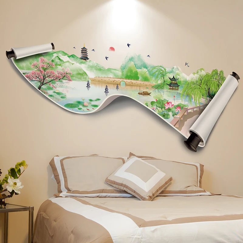 

[SHIJUEHEZI] Rivers Mountains Wall Stickers Vinyl DIY Tree Birds Mural Decals for Living Room Bedroom Nursery Home Decoration