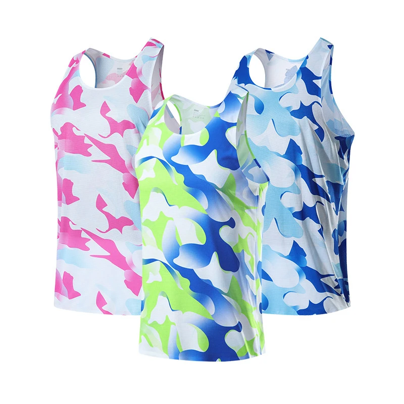 

Summer Camo Sleeveless Tank Top Mesh Vest Outdoor Breathable Fitness Bodybuilding Muscle Singlets Workout Tee Men Clothing