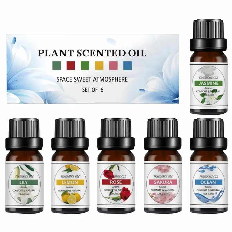 

Diffuser Essential Oil Set 6pcs Water Soluble Scented Oils Home Supplies 10ml Scented Oil Set For Bedrooms Living Rooms Cars