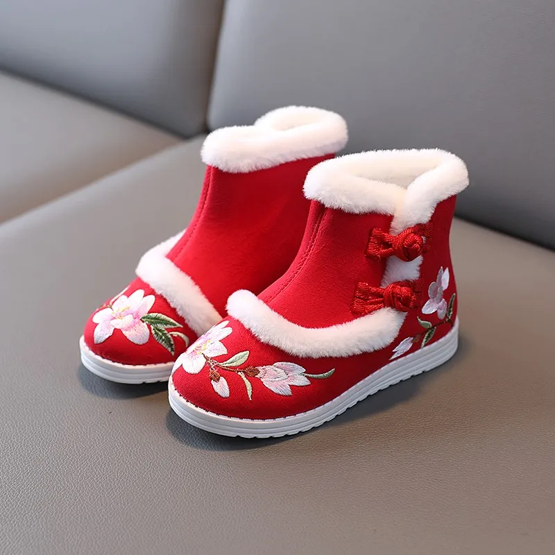 Classic Turned-over Baby Plush Children Boots for Boys Girls 2020 Artificial Fur High Top Keep Warm Kids Shoes Not Smooth
