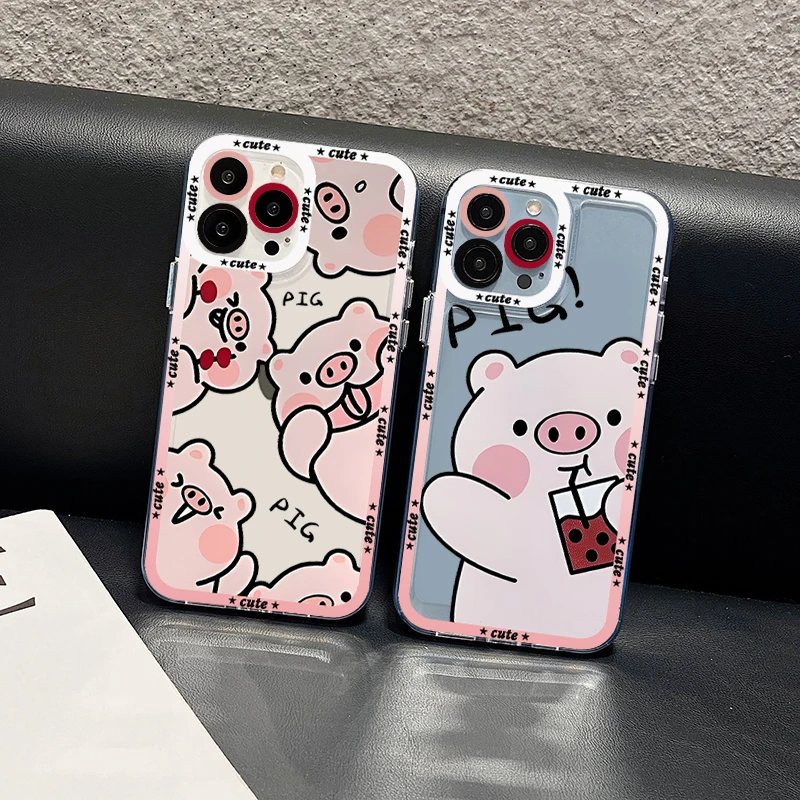 

Lovebay Cute Pink Pig Cartoon Phone Case for iPhone 11 12 13 Mini Pro Max 14 Pro Max Case shell