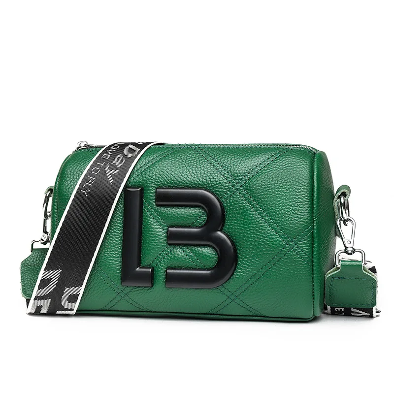 Genuine Leather Saddle Bag First Layer Cowhide Small Square Bag Rhombus Soft Leather Casual Large Capacity Shoulder Messenger Ba