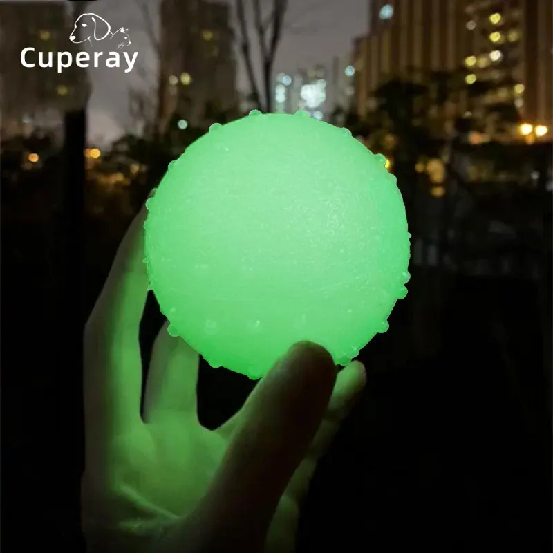 

Pet Dog Toy Night Glowing Ball Pure Natural Rubber Leakage Food Toys for Large Dogs Puppy Non-slip Interactive Luminous TPR Ball