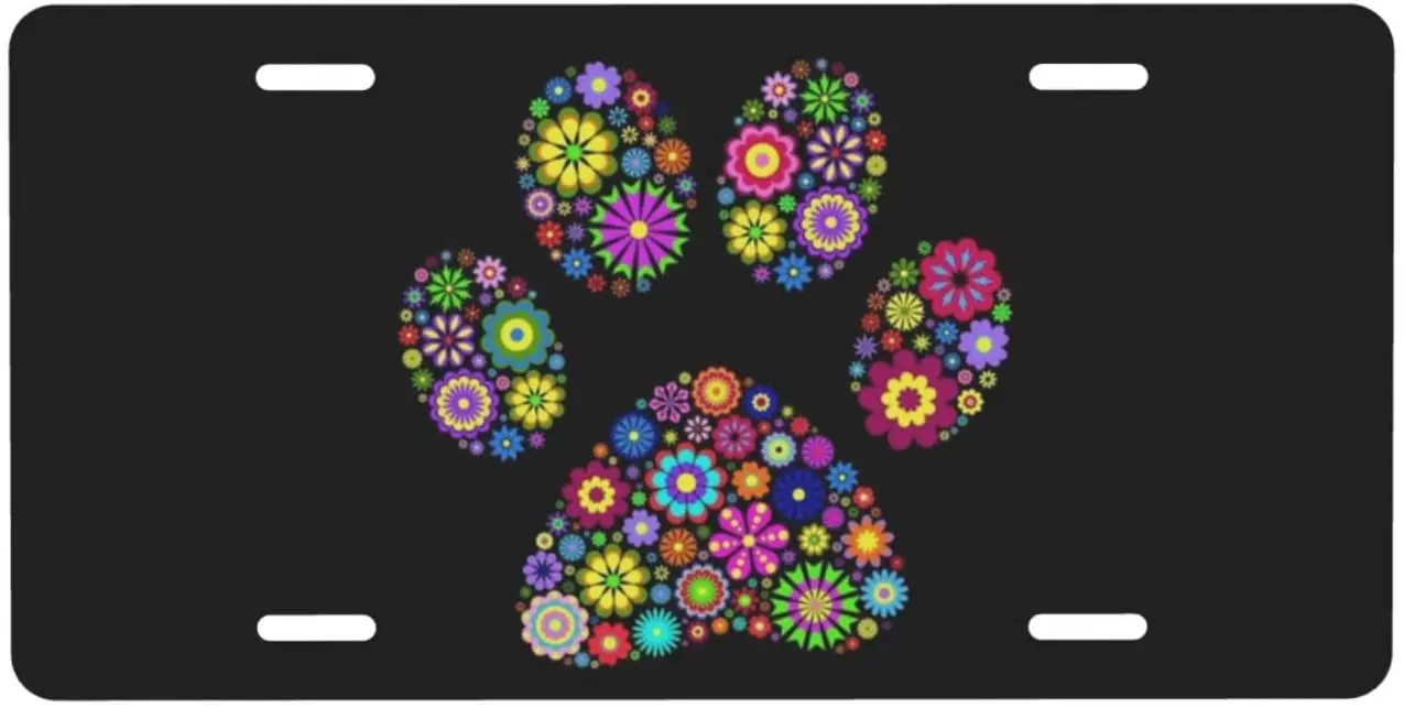 

Car Front License Plate Animal Paw Print License Plate Decorative Vanity Tag Metal Car Plate Novelty Aluminum Home Decor