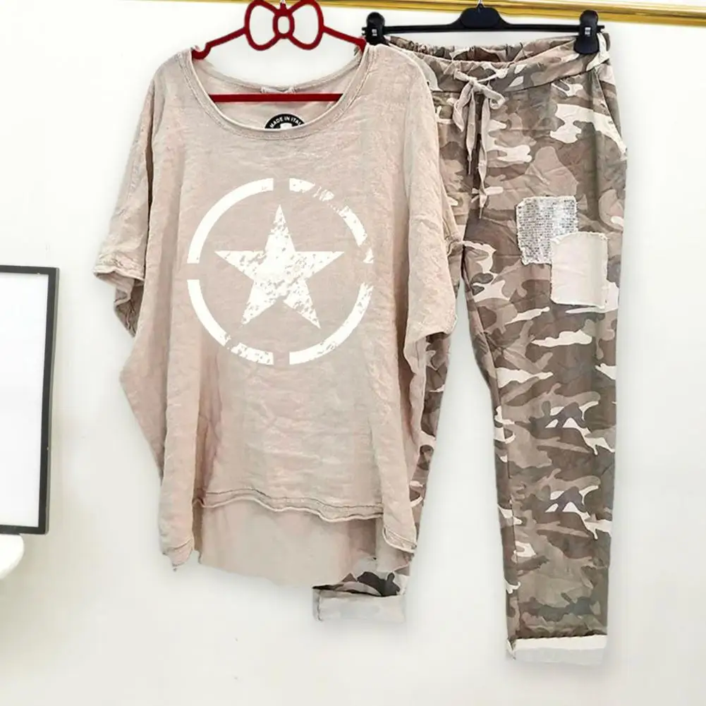 Женский костюм из смеси хлопка женский летний Повседневный Спортивный с принтом