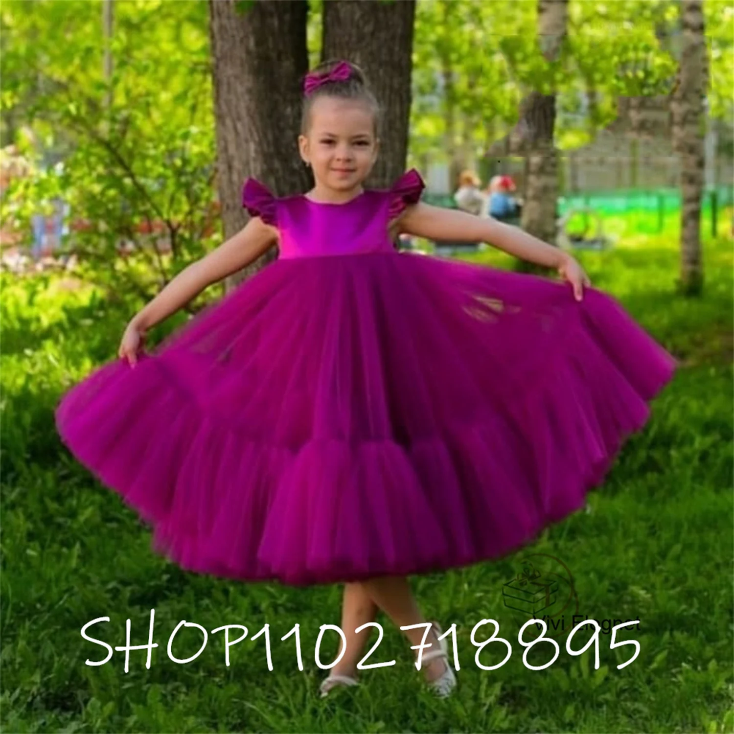 

Fashion Scoop Sleeveless Flower Girl Dresses Ankle Length Tulle for Kids 2023 Wedding Party Gowns Mew فساتين اطفال للعيد Summer