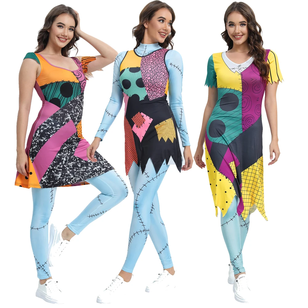 Рождественский костюм для косплея ужасов Салли смешные костюмы Хэллоуина с