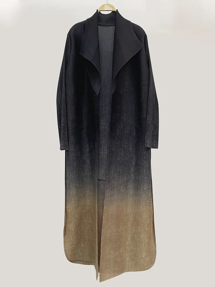 Женское осеннее пальто с принтом миаке Свободное длинным рукавом и постепенными