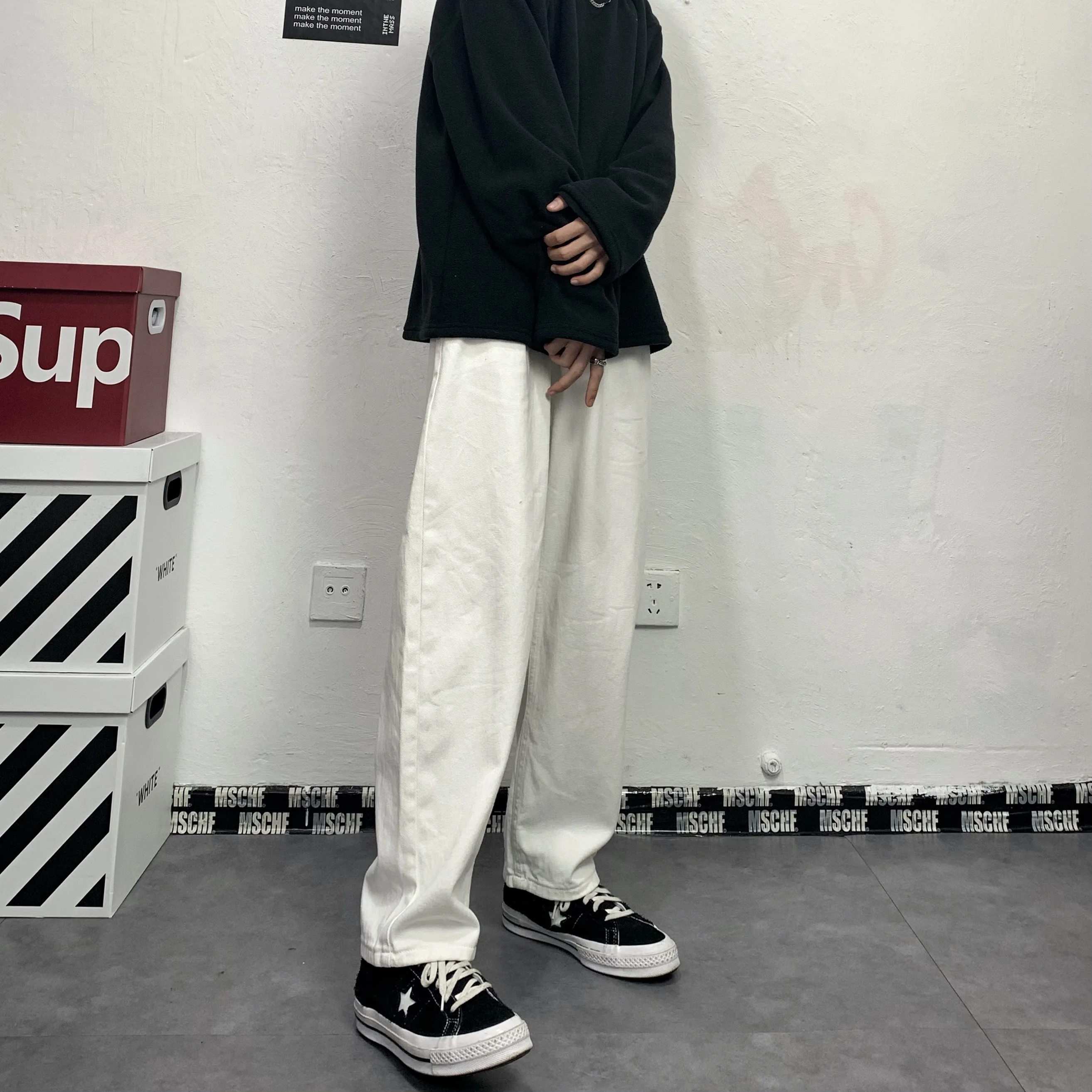 Pants Men Jeans Hip Hop Straight Wide Leg White Jeans Loose Pants Women's Loose Jeans Y2k Men's Jeans Casual Men Boyfriend Jeans