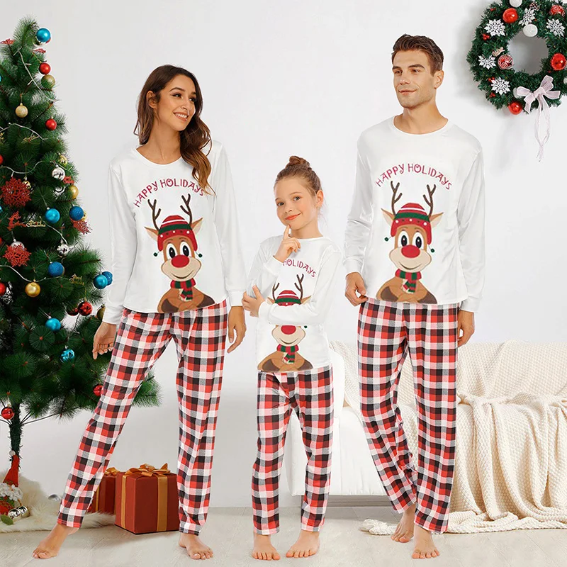 

2023 зимняя семейная Рождественская Пижама, комплект с принтом для мамы, дочки, папы, сына, ребенка, сочетающаяся одежда, мягкая свободная Пижама, Рождественская одежда
