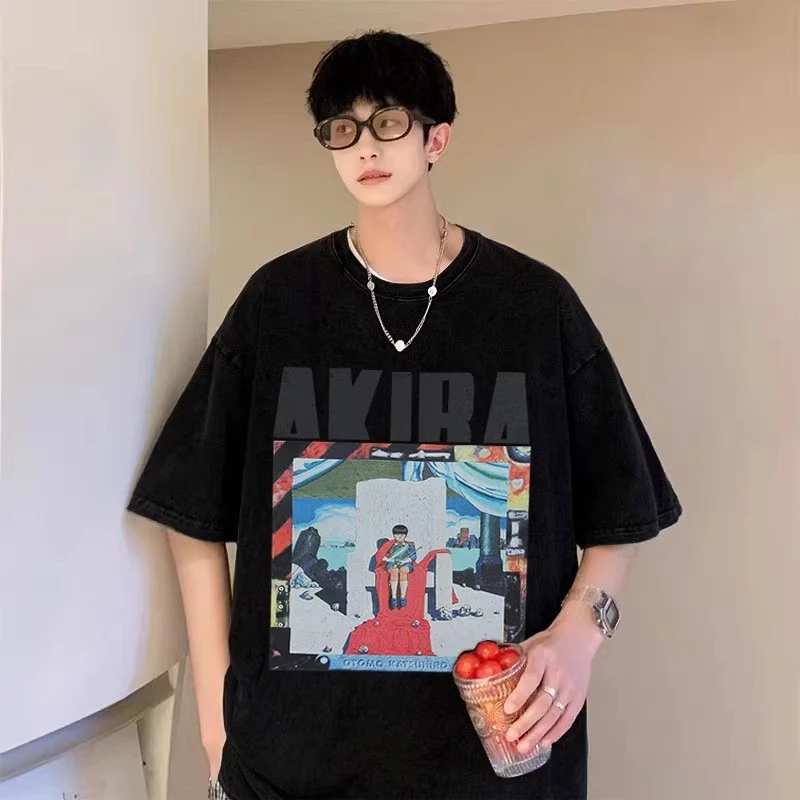 

Vintage Akira T-shirt Men Women Best Quality Oversize Washed Tee Tops T Shirt