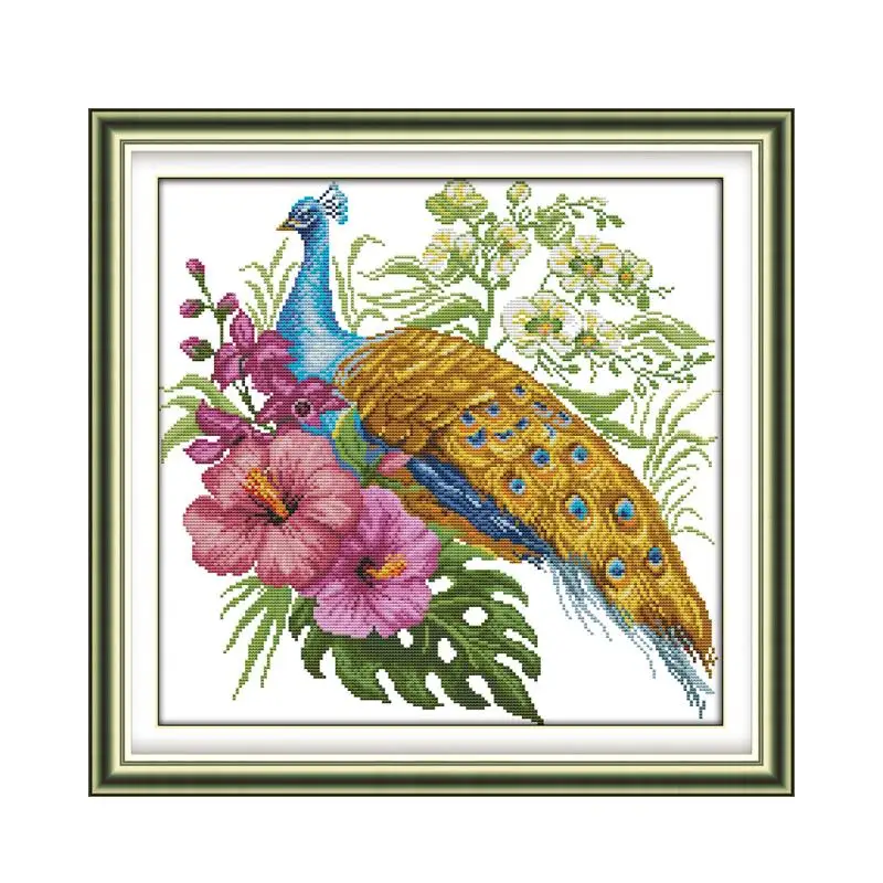 

Peacock 3 cross stitch kit aida 14ct 11ct count printed canvas stitches embroidery DIY handmade needlework