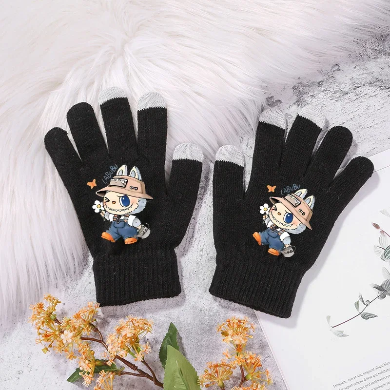 Рабочие перчатки Labubu милые зимние для взрослых и детей аксессуары с графическим