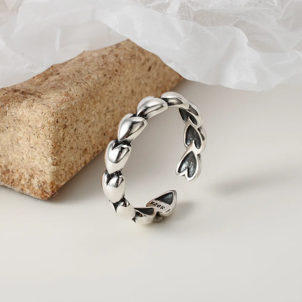 

Женское кольцо-тандем из серебра 100% пробы, в виде сердца