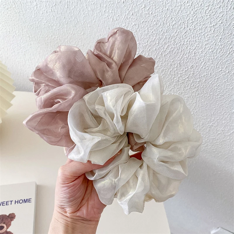 

Summer Shiny Organza Hair Scrunchies Women Elastic Hair Bands Korean Elegant Ponytail Holder Rubber Bands Hair accessories