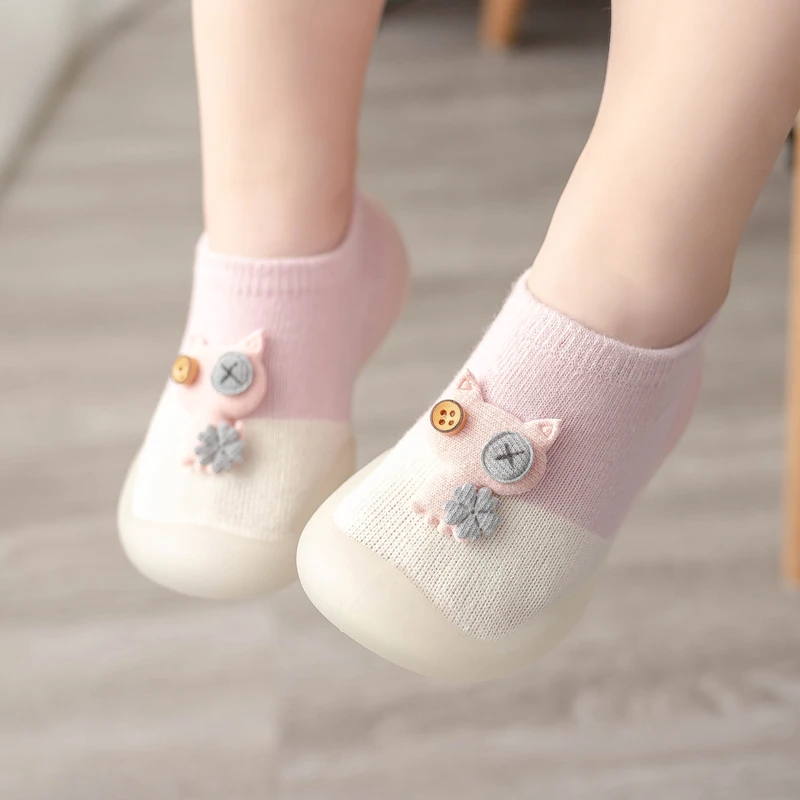 

baby socks shoes for spring autumn cute cat style cotton floor shoes soft botton anti-slip first walkers 0-3 years