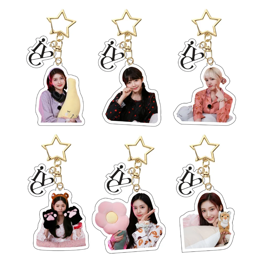 

Акриловый двухсторонний подвесной брелок для ключей в стиле K-POP IVE MINJI HANNI HAERIN, аксессуары для сумок, коллекционные украшения для фанатов