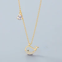 little whale s925 sterling silver necklace womens pendant collar high quality jewelry necklace couple clavicle chain 18k gift